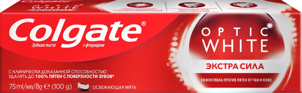 Зубная паста COLGATE Optic White Экстра Сила, 75мл